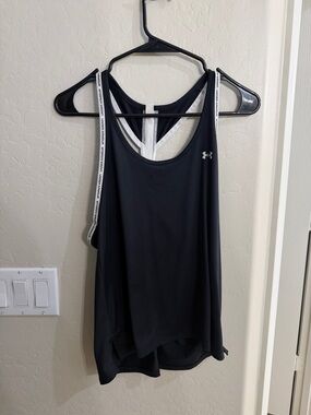 Under Armour Black Racerback Training Tank with White Trim